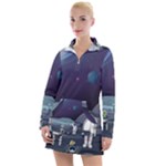 Alien Astronaut Scene Women s Long Sleeve Casual Dress