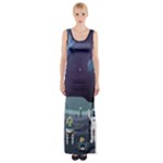 Alien Astronaut Scene Thigh Split Maxi Dress
