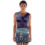 Alien Astronaut Scene Wrap Front Bodycon Dress