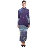 Alien Astronaut Scene Turtleneck Maxi Dress