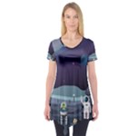 Alien Astronaut Scene Short Sleeve Tunic 