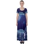 Alien Astronaut Scene High Waist Short Sleeve Maxi Dress