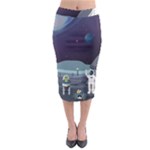 Alien Astronaut Scene Midi Pencil Skirt