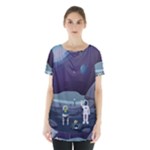 Alien Astronaut Scene Skirt Hem Sports Top