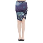 Alien Astronaut Scene Midi Wrap Pencil Skirt