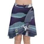 Alien Astronaut Scene Chiffon Wrap Front Skirt