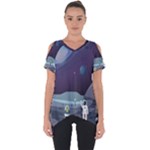 Alien Astronaut Scene Cut Out Side Drop T-Shirt