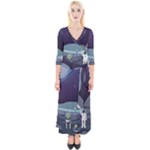 Alien Astronaut Scene Quarter Sleeve Wrap Maxi Dress