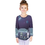 Alien Astronaut Scene Kids  Long Sleeve T-Shirt