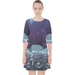 Alien Astronaut Scene Quarter Sleeve Pocket Dress