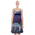 Alien Astronaut Scene Spaghetti Strap Velvet Dress