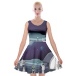 Alien Astronaut Scene Velvet Skater Dress
