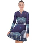 Alien Astronaut Scene Long Sleeve Panel Dress