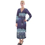 Alien Astronaut Scene Velvet Maxi Wrap Dress