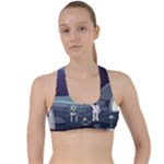 Alien Astronaut Scene Criss Cross Racerback Sports Bra