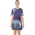 Alien Astronaut Scene Sixties Short Sleeve Mini Dress