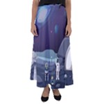 Alien Astronaut Scene Flared Maxi Skirt