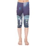 Alien Astronaut Scene Kids  Capri Leggings 