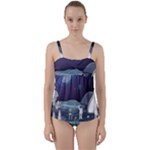 Alien Astronaut Scene Twist Front Tankini Set