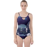 Alien Astronaut Scene Cut Out Top Tankini Set
