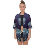 Alien Astronaut Scene Open Front Chiffon Kimono
