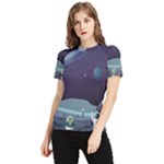 Alien Astronaut Scene Women s Short Sleeve Rash Guard