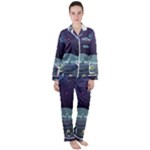 Alien Astronaut Scene Women s Long Sleeve Satin Pajamas Set	
