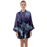 Alien Astronaut Scene Long Sleeve Satin Kimono