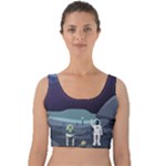 Alien Astronaut Scene Velvet Crop Top