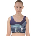 Alien Astronaut Scene Velvet Racer Back Crop Top