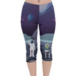 Alien Astronaut Scene Velvet Capri Leggings 