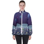 Alien Astronaut Scene Women s High Neck Windbreaker