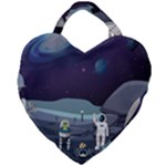 Alien Astronaut Scene Giant Heart Shaped Tote