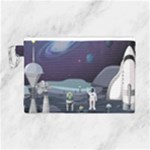 Alien Astronaut Scene Canvas Cosmetic Bag (Large)
