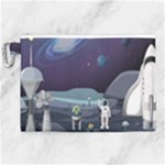 Alien Astronaut Scene Canvas Cosmetic Bag (XL)