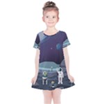 Alien Astronaut Scene Kids  Simple Cotton Dress