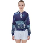 Alien Astronaut Scene Women s Tie Up Sweat