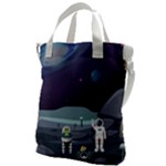 Alien Astronaut Scene Canvas Messenger Bag