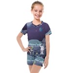 Alien Astronaut Scene Kids  Mesh T-Shirt and Shorts Set