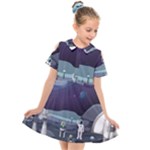 Alien Astronaut Scene Kids  Short Sleeve Shirt Dress