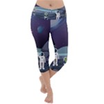 Alien Astronaut Scene Lightweight Velour Capri Yoga Leggings