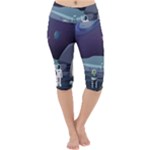 Alien Astronaut Scene Lightweight Velour Cropped Yoga Leggings