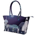 Alien Astronaut Scene Canvas Shoulder Bag