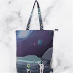 Alien Astronaut Scene Double Zip Up Tote Bag