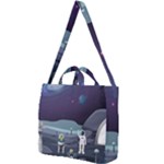 Alien Astronaut Scene Square Shoulder Tote Bag
