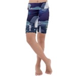 Alien Astronaut Scene Kids  Lightweight Velour Cropped Yoga Leggings