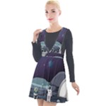 Alien Astronaut Scene Plunge Pinafore Velour Dress