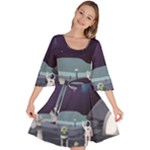 Alien Astronaut Scene Velour Kimono Dress