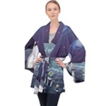 Alien Astronaut Scene Long Sleeve Velvet Kimono 