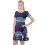 Alien Astronaut Scene Cap Sleeve Velour Dress 